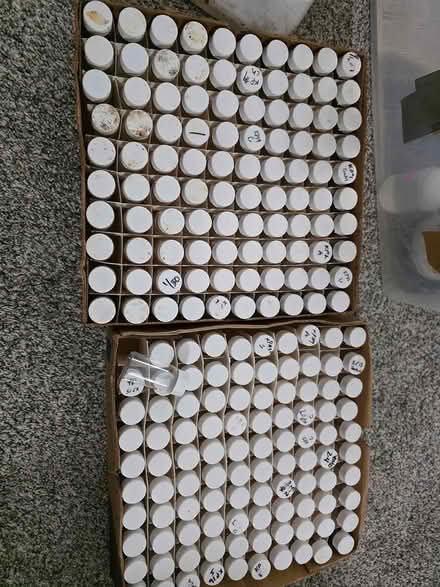Photo of free 200 small glass vials with lids (Centennial Lakes) #1
