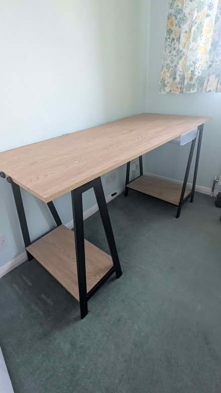 Photo of free Wooden Desk with Shelf & Drawer (Oak-Effect, Good Condition) (West Bletchley MK3) #2