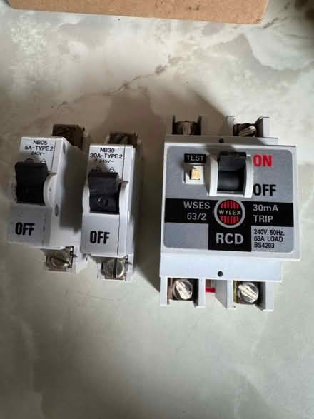 Photo of free Wylex RCD and 2 circuit breakers (Dogsthorpe PE1.) #1