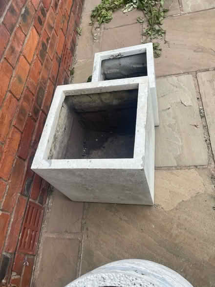 Photo of free 2 white cube outdoor planters (Great Eccleston PR3) #1