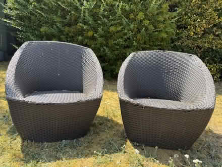 Photo of free 2 rattan egg chairs brown/black (Bishops Stortford) #2