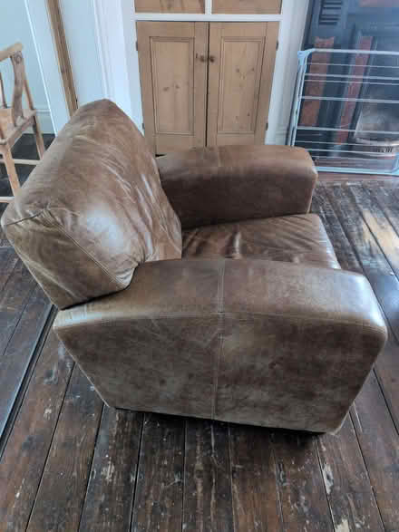 Photo of free Brown leather armchair (Abington NN1) #2
