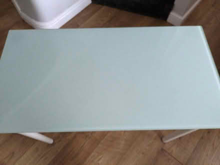 Photo of free White glass table/desk (Broken Cross SK11) #2