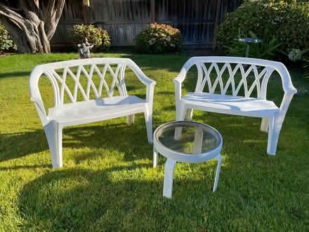 Photo of free Two Plastic Benches and One Table (Lucas Valley) #1