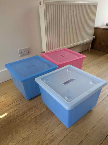 Photo of free 3x stacking, nesting storage boxes (Cammo EH4) #1