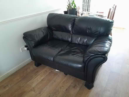 Photo of free 2 black leather settees (Walmley B76) #2