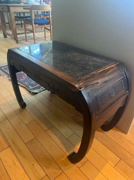 Photo of free Black marbled top vintage table (Kings Cross WC1) #1