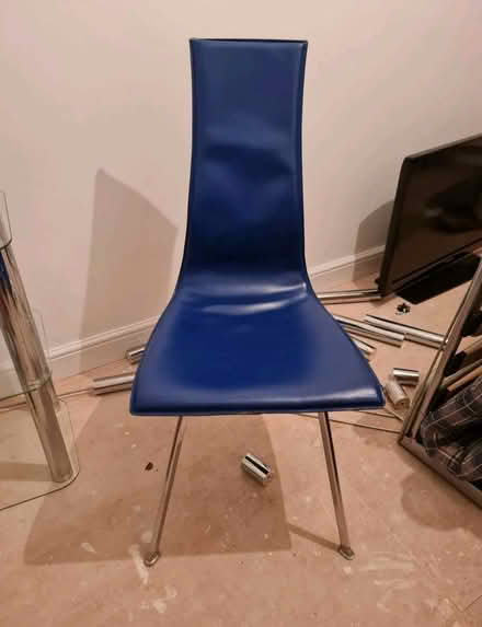 Photo of free 4 Blue Leather and Chrome Dining Chairs (Reddish SK5) #2