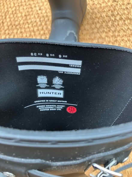 Photo of free Hunter wellies size 6 (GL52 (Fairview/Pittville)) #2