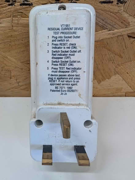 Photo of free RCD safety plug. (West Farleigh ME15) #2