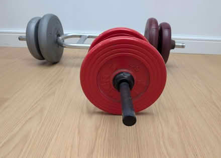Photo of free Weights - a curling bar and dumbell (Whittle Hall WA5) #2