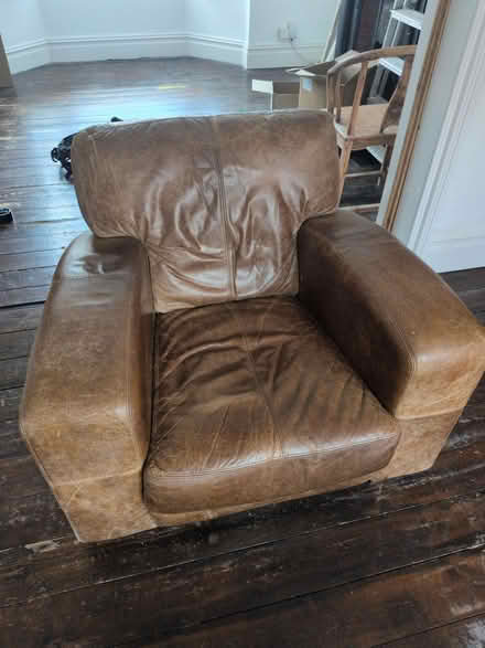 Photo of free Brown leather armchair (Abington NN1) #1