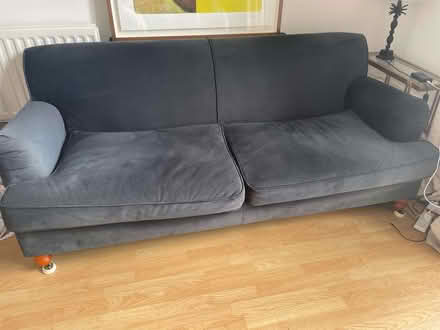 Photo of free Made 3 seater velveteen sofa in slate grey. (Seven Dials BN1) #1