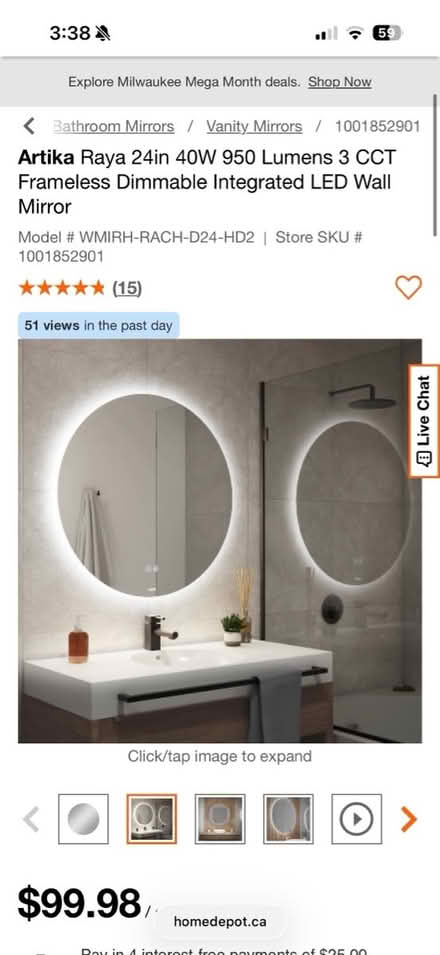 Photo of free 24 inch LED mirror (Markham) #1
