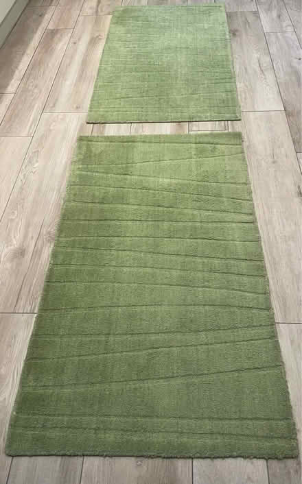 Photo of free 2 Matching Green M & S Rugs (Surbiton KT6) #1