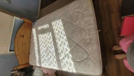 Photo of free Double Wooden frame bed w mattress (Morden) #1