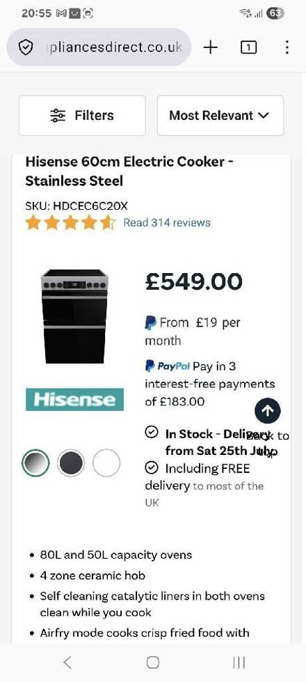 Photo of free Damaged Hisense 60cm Electric Cooker (Chester-le-Street DH2) #2