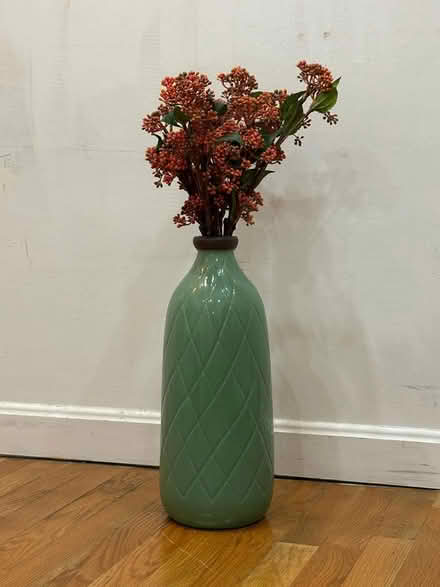 Photo of free Green Vase with Floral Arrangement (North End) #1