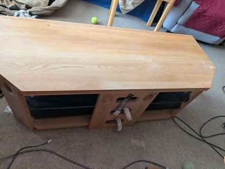 Photo of free TV Stand, solid wood, glass shelves (North Weald CM16) #3