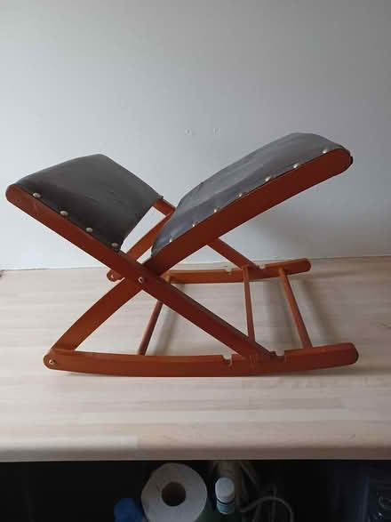 Photo of free Chocolate brown folding footstool (Belper Town centre) #1
