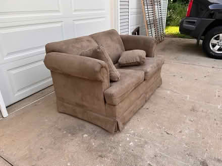 Photo of free Brown Loveseat (K-10 and Kill Creek Rd.) #2