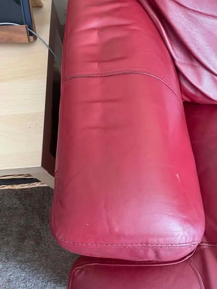 Photo of free Red leather 3 seater sofa (Normanton DE23) #4