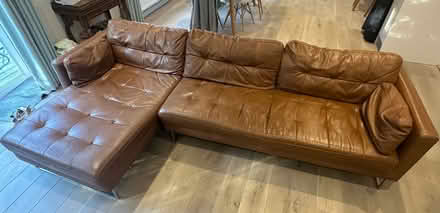 Photo of free Brown leather sofa (Loughton IG10) #1