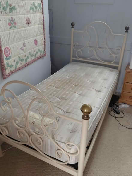 Photo of free Vintage style metal framed single bed and mattress (Allington NG32) #2