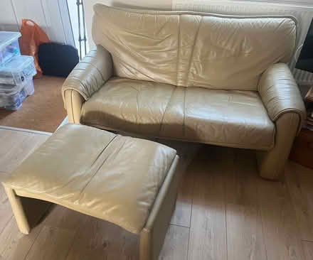 Photo of free Beige sofa and foot stool (Werrington PE4) #1