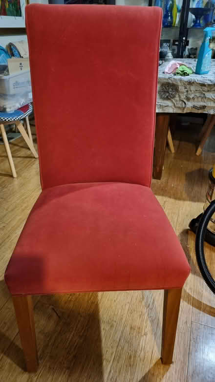 Photo of free Velvet tall back dining chairs x 8 (Emerald) #1