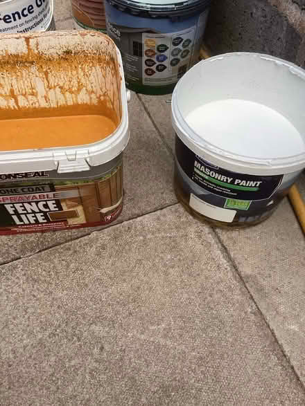 Photo of free Part used tins Fence Paint etc (LE2 Aylestone Leicester) #1