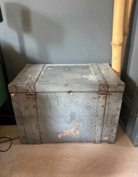 Photo of free Vintage wooden trunk, french grey (Kentish Town NW1) #1