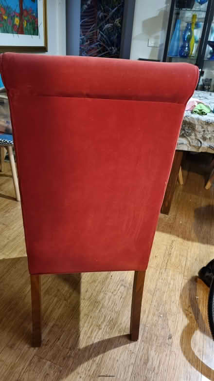Photo of free Velvet tall back dining chairs x 8 (Emerald) #2