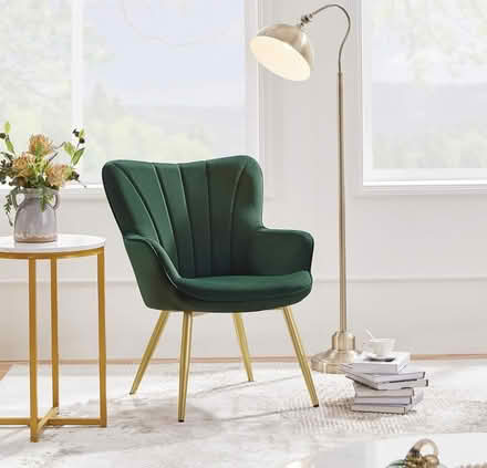 Photo of free Green Armchair with gold legs (B11UE) #1