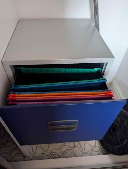 Photo of free 2 drawer A4 hanging file cabinet with some hanging files (Dumbreck G41) #2