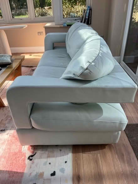 Photo of free Pale leather sofa and one armchair (Woughton on the Green MK6) #4