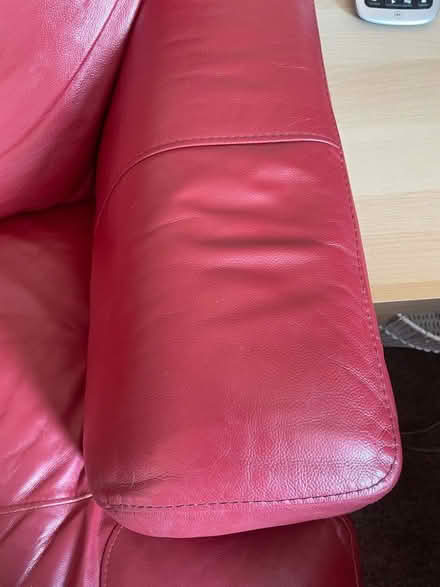 Photo of free Red leather 3 seater sofa (Normanton DE23) #3