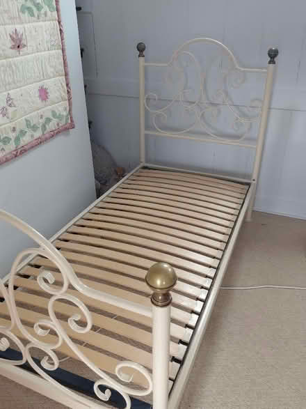 Photo of free Vintage style metal framed single bed and mattress (Allington NG32) #1