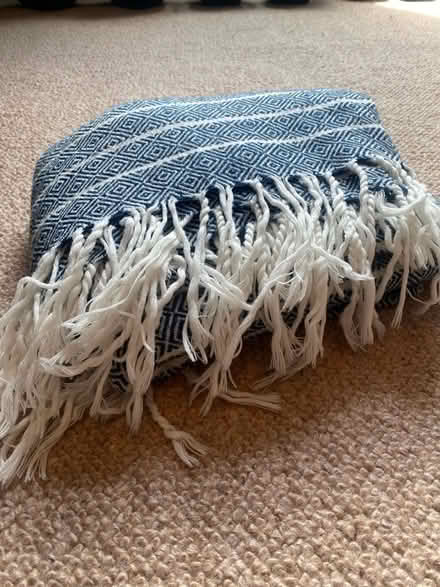 Photo of free Blue & white throw with tassels (Chapeltown LS7) #4