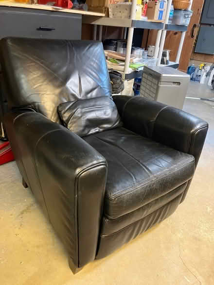 Photo of free Black leather recliner (Nakoma) #1