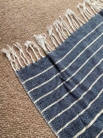 Photo of free Blue & white throw with tassels (Chapeltown LS7) #1