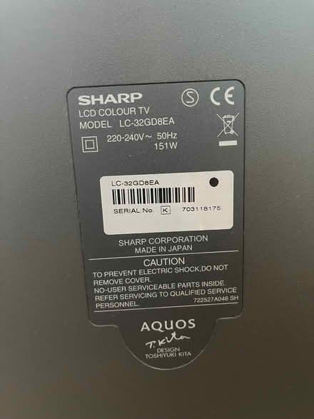 Photo of free 27” Sharp TV (potentially faulty sound) (Stannington S6) #2