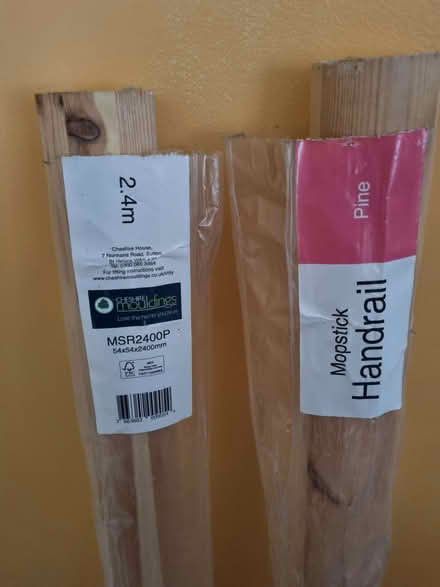 Photo of free Pine hand rail for stairs 2.4m in two lengths (Woodseats S8) #1