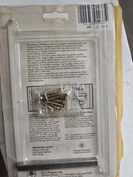 Photo of free Brass internal door handles – new (Knowle BS4) #2