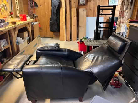 Photo of free Black leather recliner (Nakoma) #3
