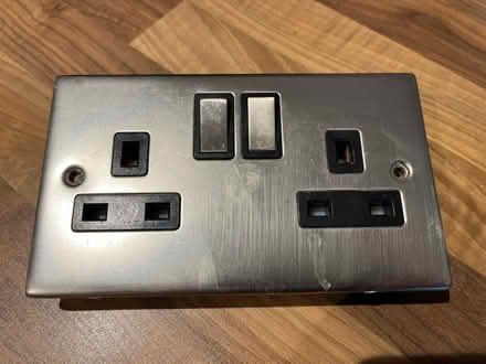 Photo of free Double Electrical Socket with Switches – Brushed Chrome Fini (Newton Mearns G77) #1