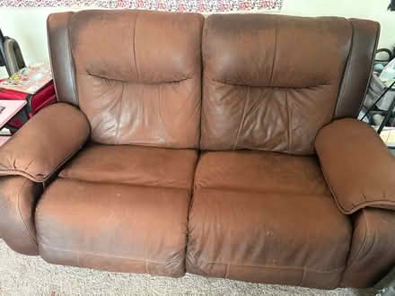 Photo of free Brown Loveseat Couch (3rd and 112th St) #1