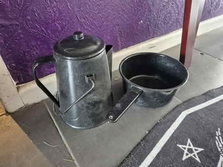 Photo of free Enamel coffee pot and pan (Hollinswood TF3) #1