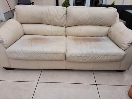 Photo of free Cream leather sofa (Ballyboughal) #1
