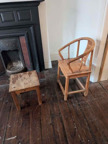 Photo of free Small wood coffee table and wooden chair (Abington NN1) #1
